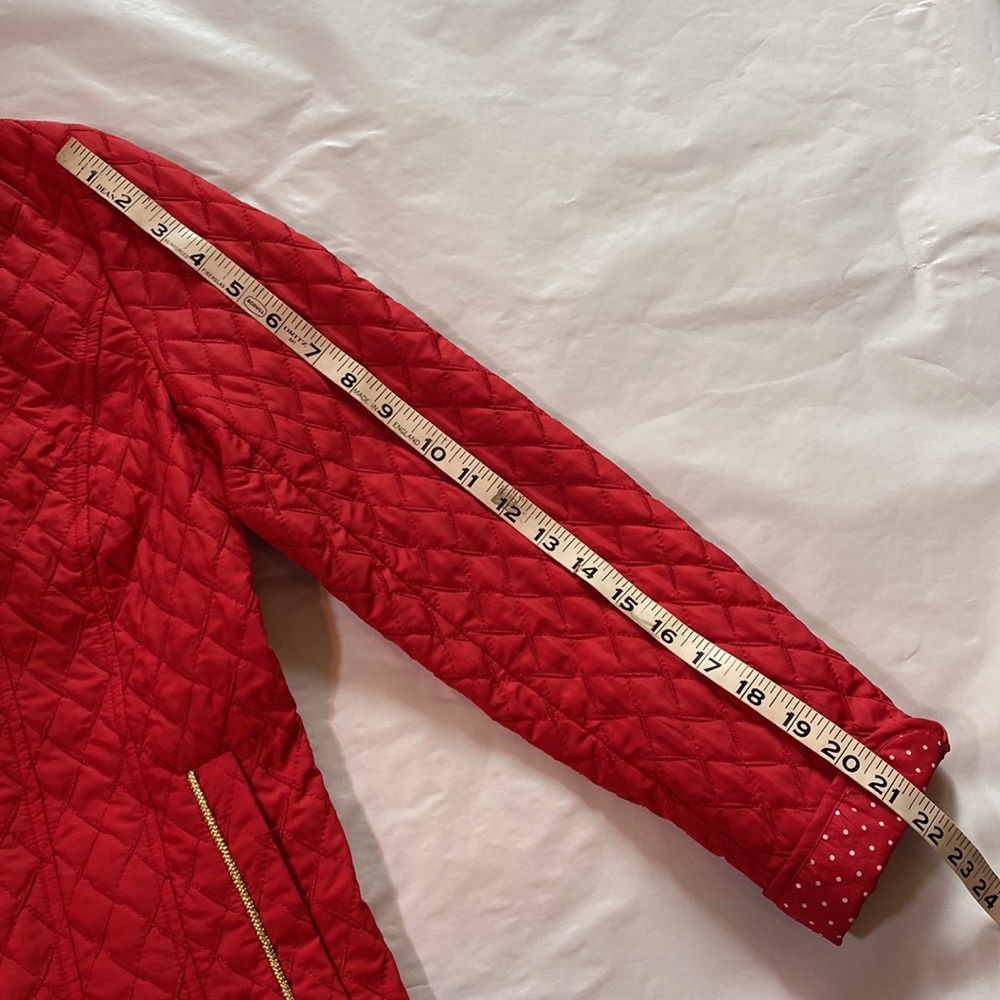 Flair Red Quilted Gold Accents Reversible Button Up Jacket Ladies Small - Picture 15 of 16